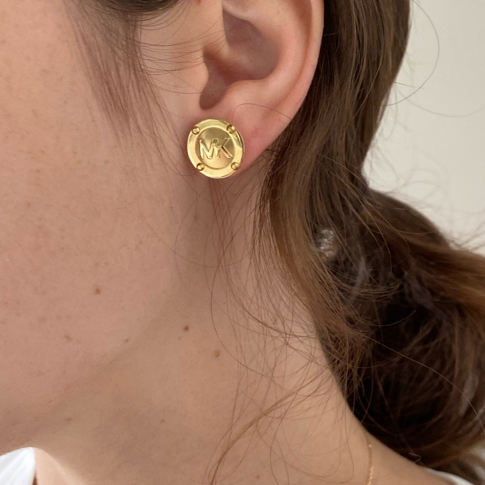 Michael Kors MK Button Gold Stud Earrings